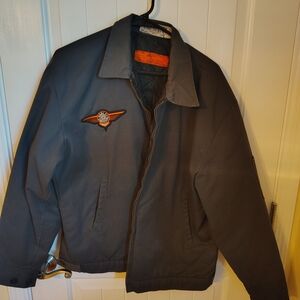 Men's Gray Bomber Jacket with Embroidered Logo